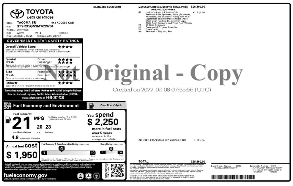 Florida Fine Cars - Used TOYOTA TACOMA 2WD 2021 MARGATE SR