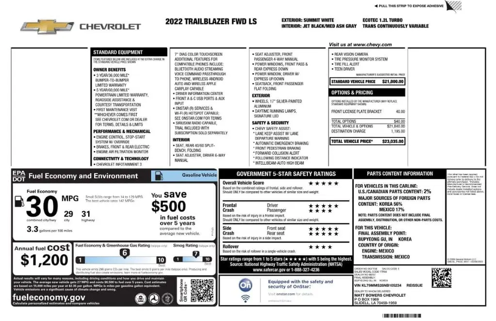 Florida Fine Cars - Used CHEVROLET TRAILBLAZER 2022 MARGATE LS