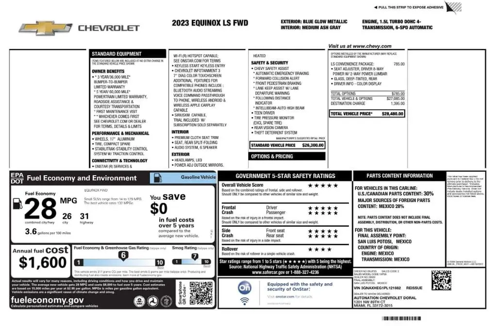Florida Fine Cars - Used CHEVROLET EQUINOX 2023 MARGATE LS