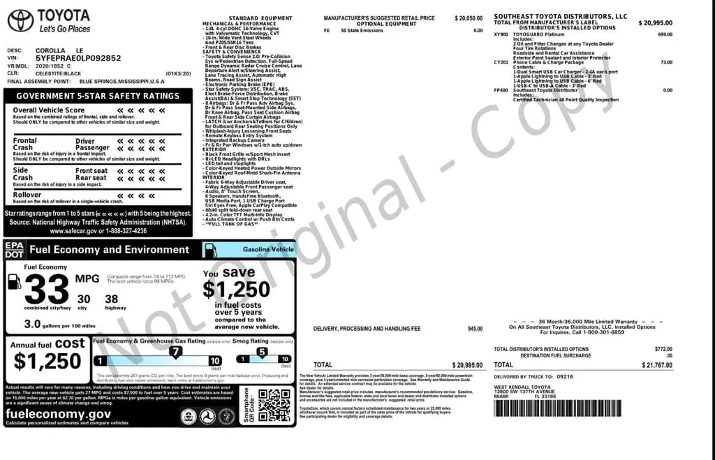 Florida Fine Cars - Used TOYOTA COROLLA 2020 WEST PALM LE