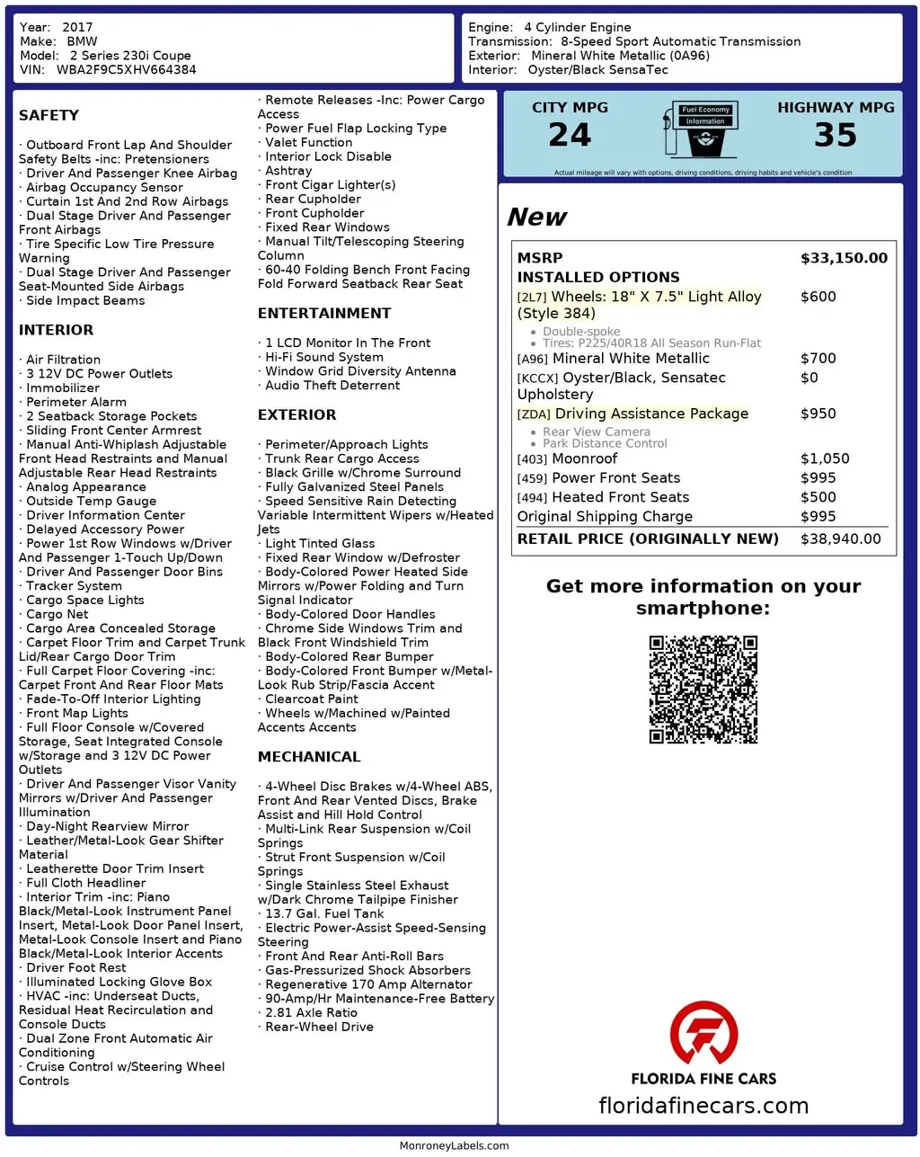 Florida Fine Cars - Used BMW 2 SERIES 2017 MARGATE 230I