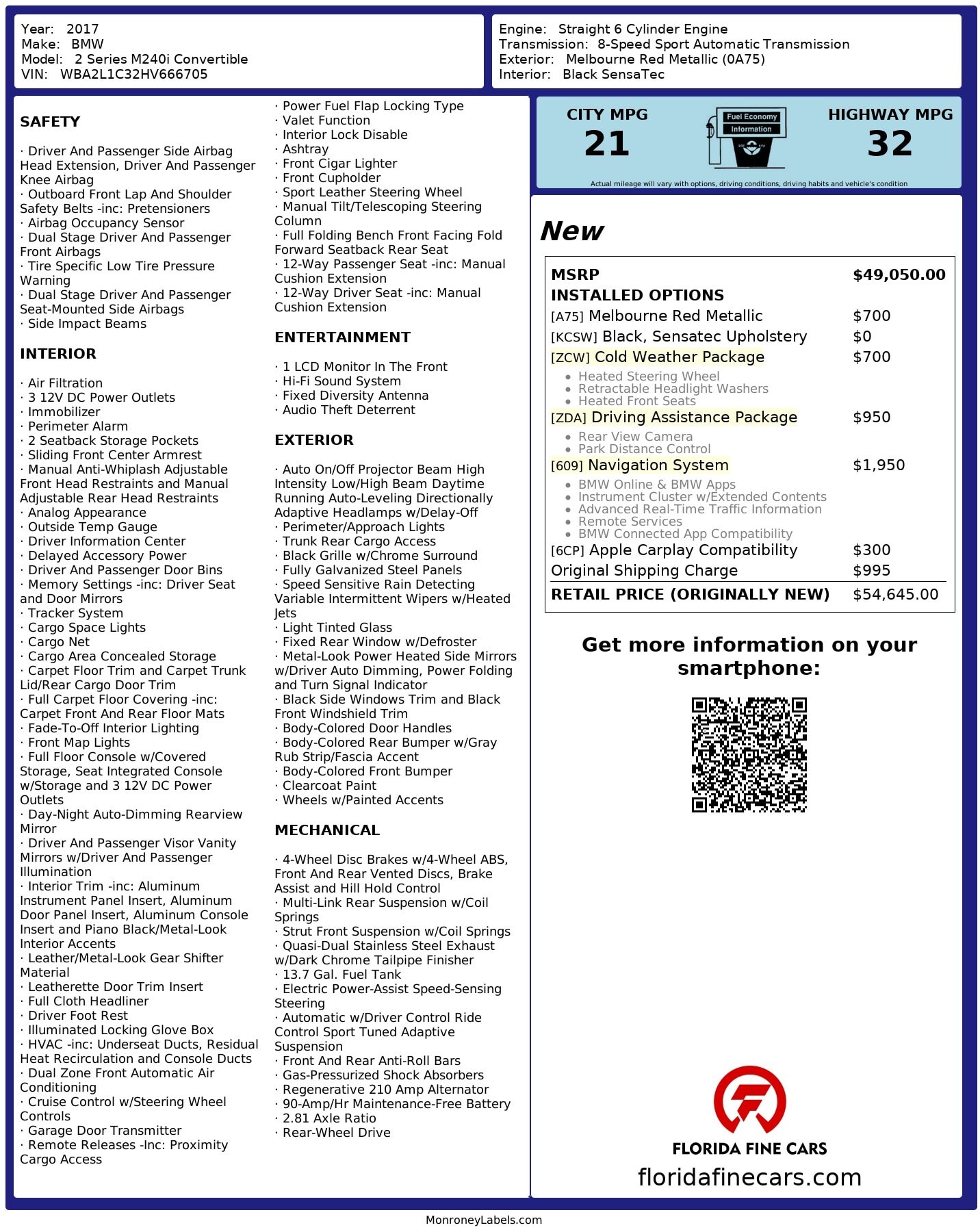 Florida Fine Cars - Used BMW 2 SERIES 2017 WEST PALM M240I