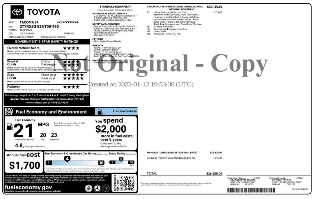 Florida Fine Cars - Used TOYOTA TACOMA 2WD 2022 MIAMI SR