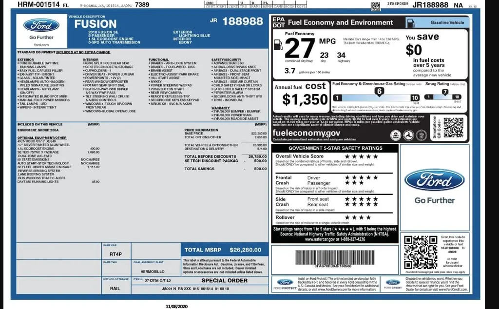 Florida Fine Cars - Used FORD FUSION 2018 WEST PALM SE