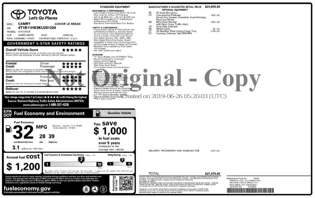 Florida Fine Cars - Used TOYOTA CAMRY 2019 MARGATE LE