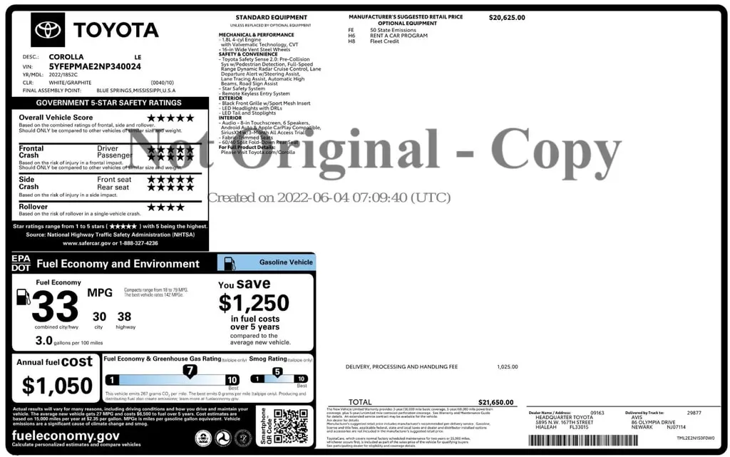 Florida Fine Cars - Used TOYOTA COROLLA 2022 ORLANDO LE