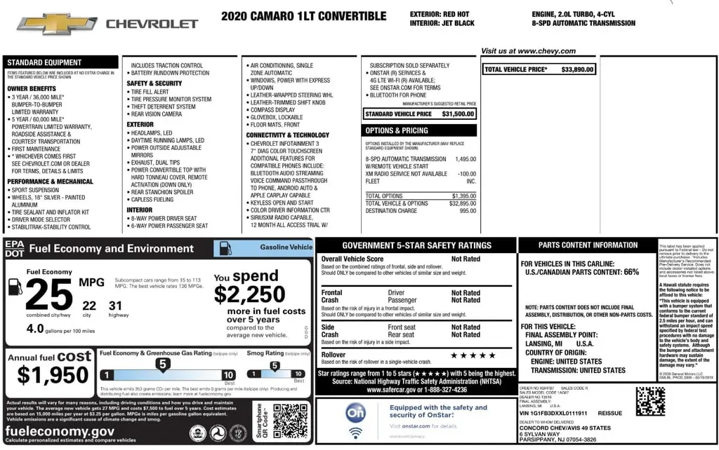 Florida Fine Cars - Used CHEVROLET CAMARO 2020 ORLANDO 1LT