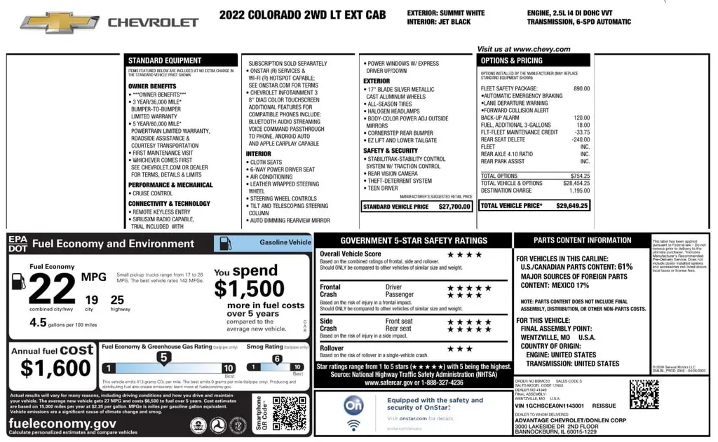 Florida Fine Cars - Used CHEVROLET COLORADO 2022 ORLANDO 2WD LT