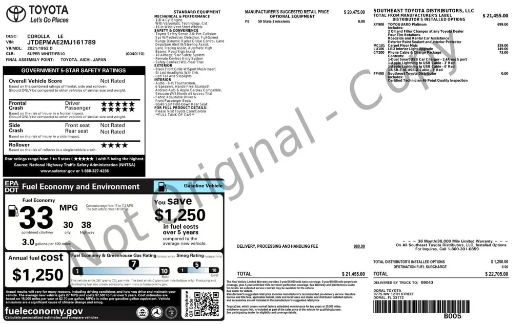 Florida Fine Cars - Used TOYOTA COROLLA 2021 ORLANDO LE