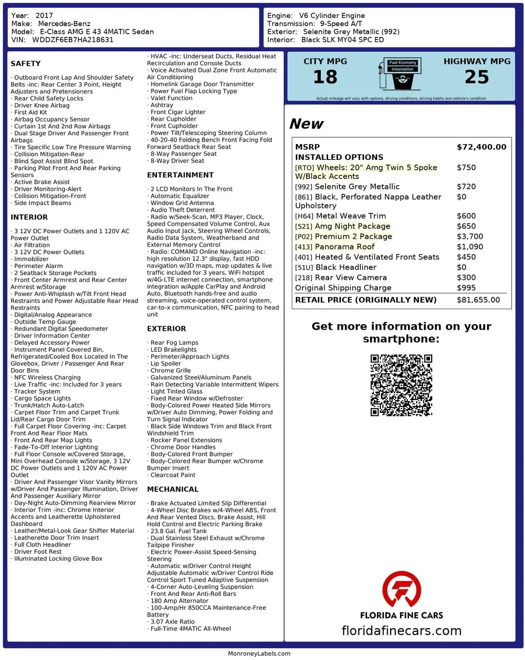 Florida Fine Cars - Used MERCEDES-BENZ E-CLASS 2017 MIAMI AMG E 43