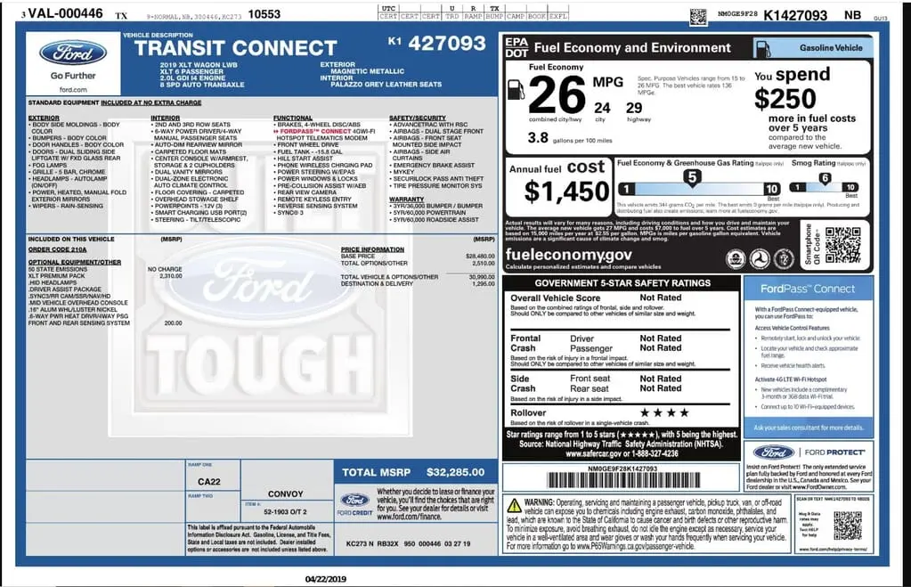 Florida Fine Cars - Used FORD TRANSIT CONNECT WAGON 2019 WEST PALM XLT