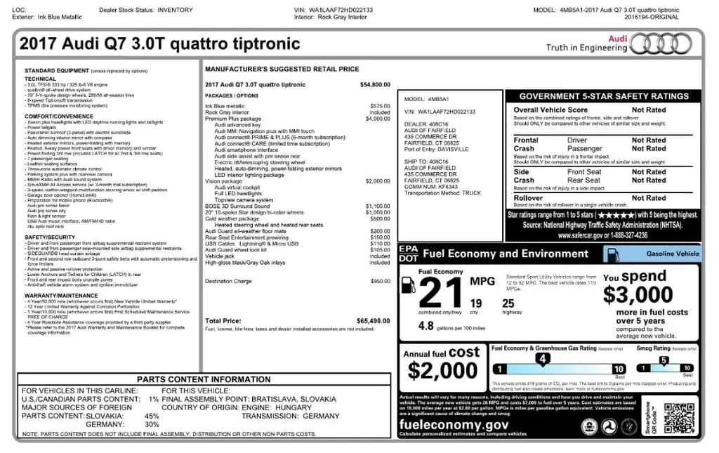 Florida Fine Cars - Used AUDI Q7 2017 MARGATE PREMIUM PLUS