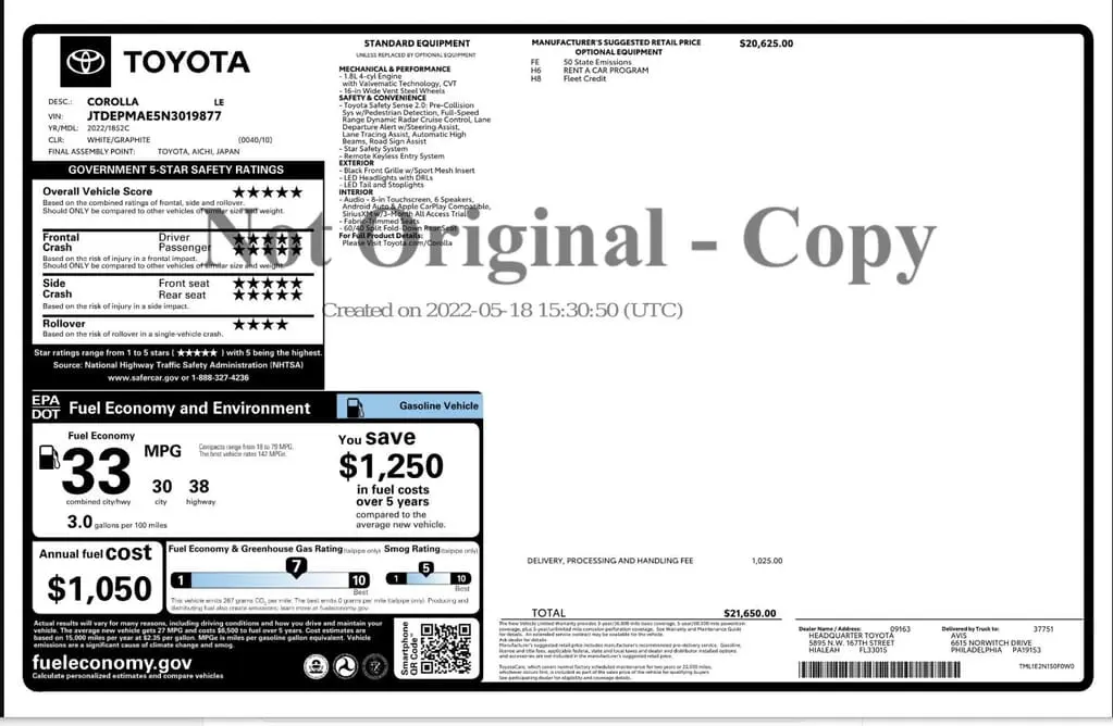 Florida Fine Cars - Used TOYOTA COROLLA 2022 WEST PALM LE