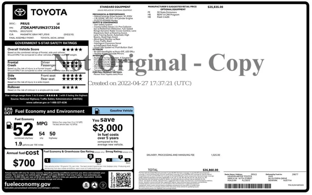 Florida Fine Cars - Used TOYOTA PRIUS 2022 WEST PALM LE