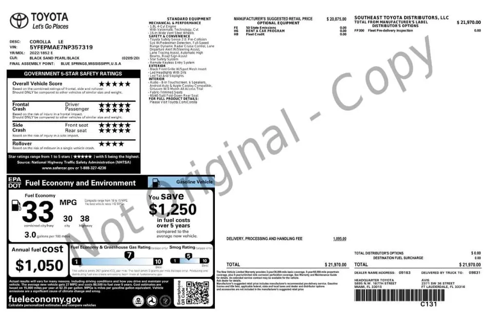 Florida Fine Cars - Used TOYOTA COROLLA 2022 MARGATE LE