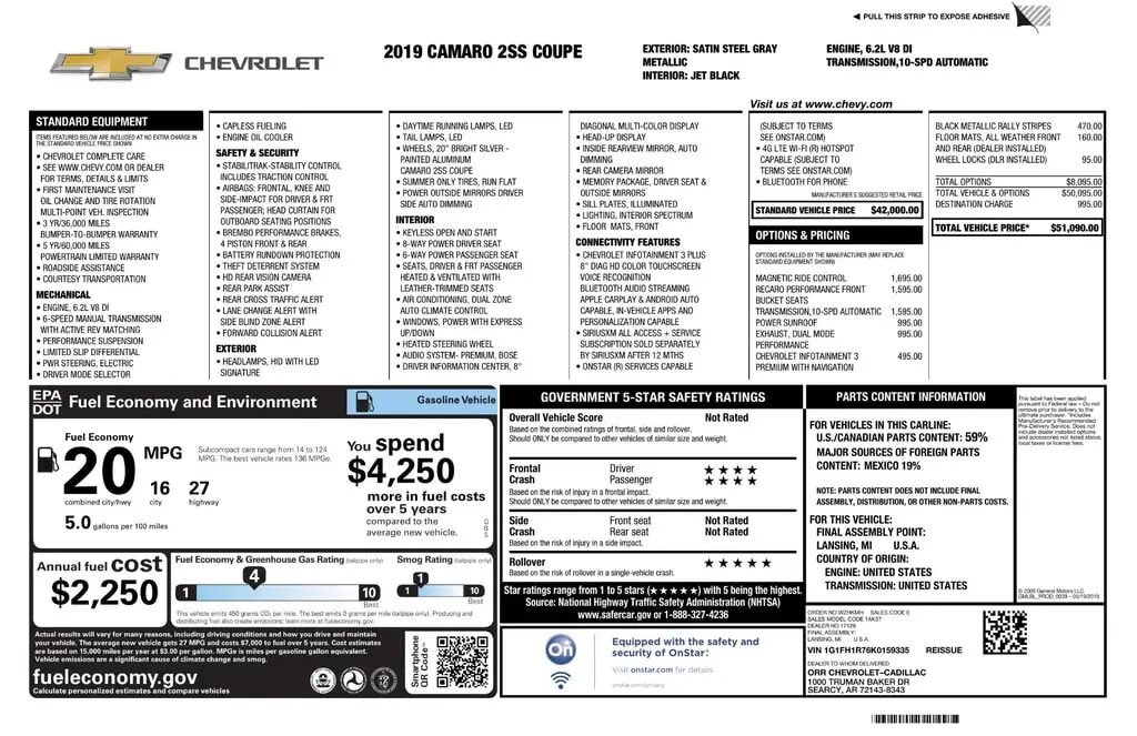 Florida Fine Cars - Used CHEVROLET CAMARO 2019 MARGATE 2SS