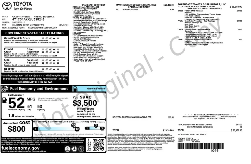 Florida Fine Cars - Used TOYOTA CAMRY 2020 ORLANDO HYBRID LE