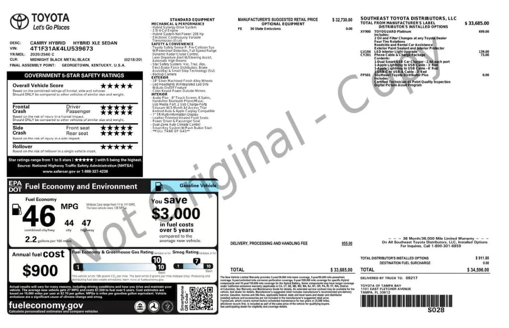 Florida Fine Cars - Used TOYOTA CAMRY 2020 MARGATE HYBRID XLE