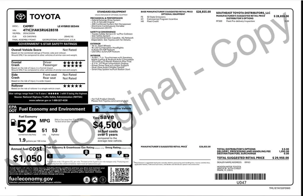 Florida Fine Cars - Used TOYOTA CAMRY 2024 WEST PALM HYBRID LE
