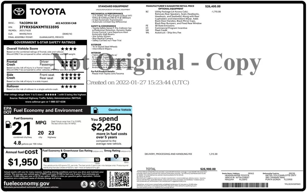 Florida Fine Cars - Used TOYOTA TACOMA 2WD 2021 ORLANDO SR