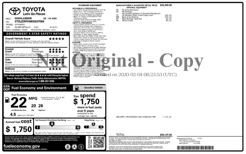 Florida Fine Cars - Used TOYOTA HIGHLANDER 2019 MIAMI SE