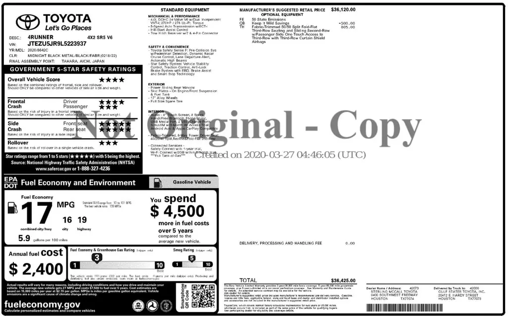 Florida Fine Cars - Used TOYOTA 4RUNNER 2020 ORLANDO SR5