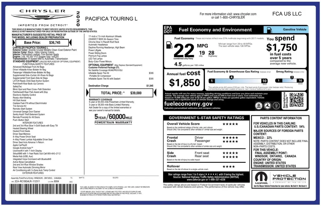 Florida Fine Cars - Used CHRYSLER PACIFICA 2020 ORLANDO TOURING L