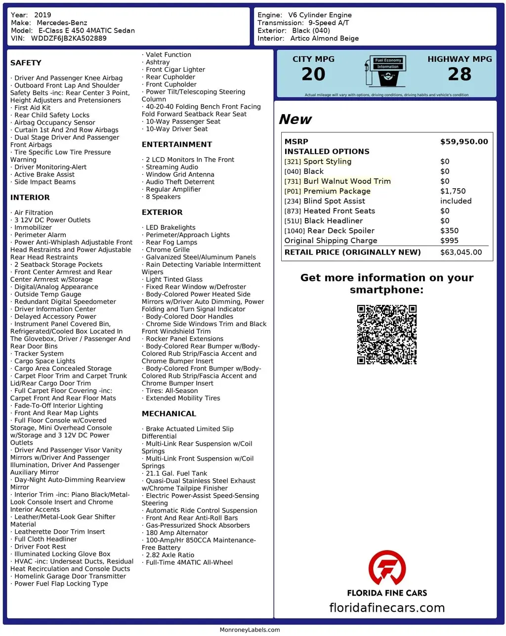 Florida Fine Cars - Used MERCEDES-BENZ E-CLASS 2019 MIAMI E 450