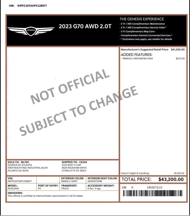 Florida Fine Cars - Used GENESIS G70 2023 WEST PALM 2.0T