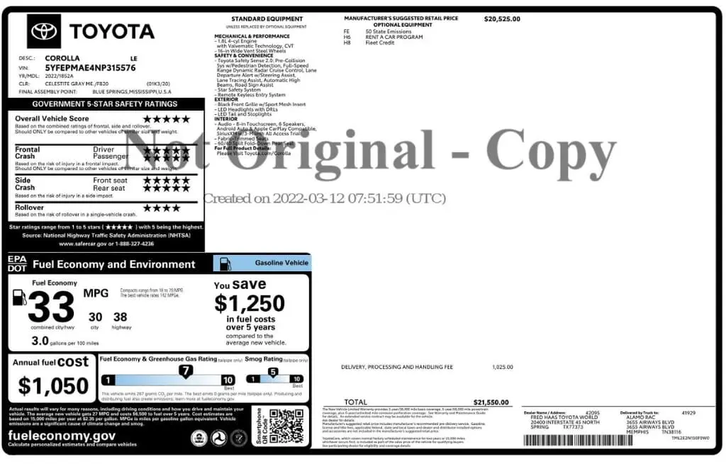 Florida Fine Cars - Used TOYOTA COROLLA 2022 WEST PALM LE