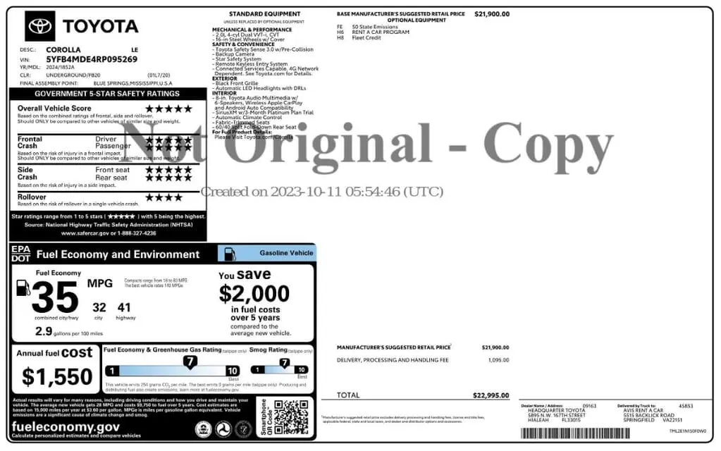 Florida Fine Cars - Used TOYOTA COROLLA 2024 MIAMI LE