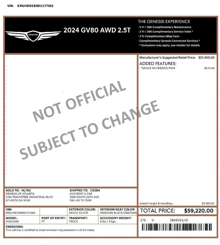 Florida Fine Cars - Used GENESIS GV80 2024 MARGATE