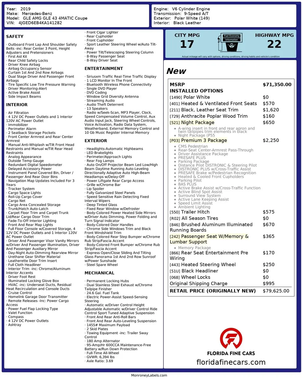 Florida Fine Cars - Used MERCEDES-BENZ GLE 2019 MIAMI AMG GLE 43