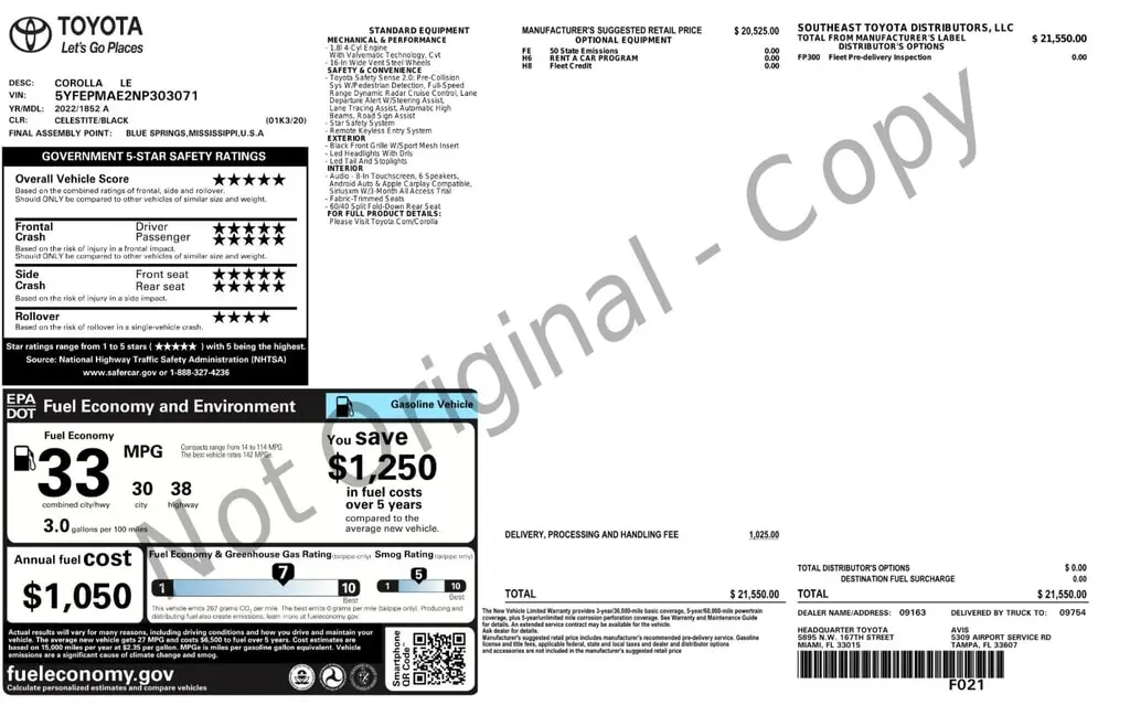 Florida Fine Cars - Used TOYOTA COROLLA 2022 ORLANDO LE
