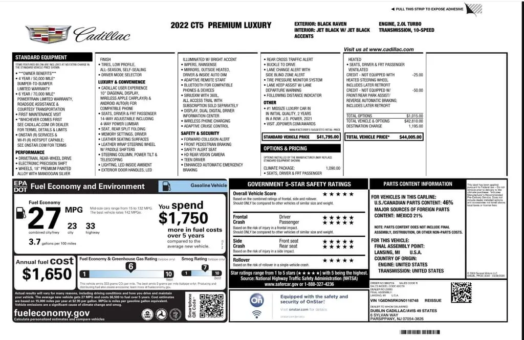 Florida Fine Cars - Used CADILLAC CT5 2022 WEST PALM PREMIUM LUXURY