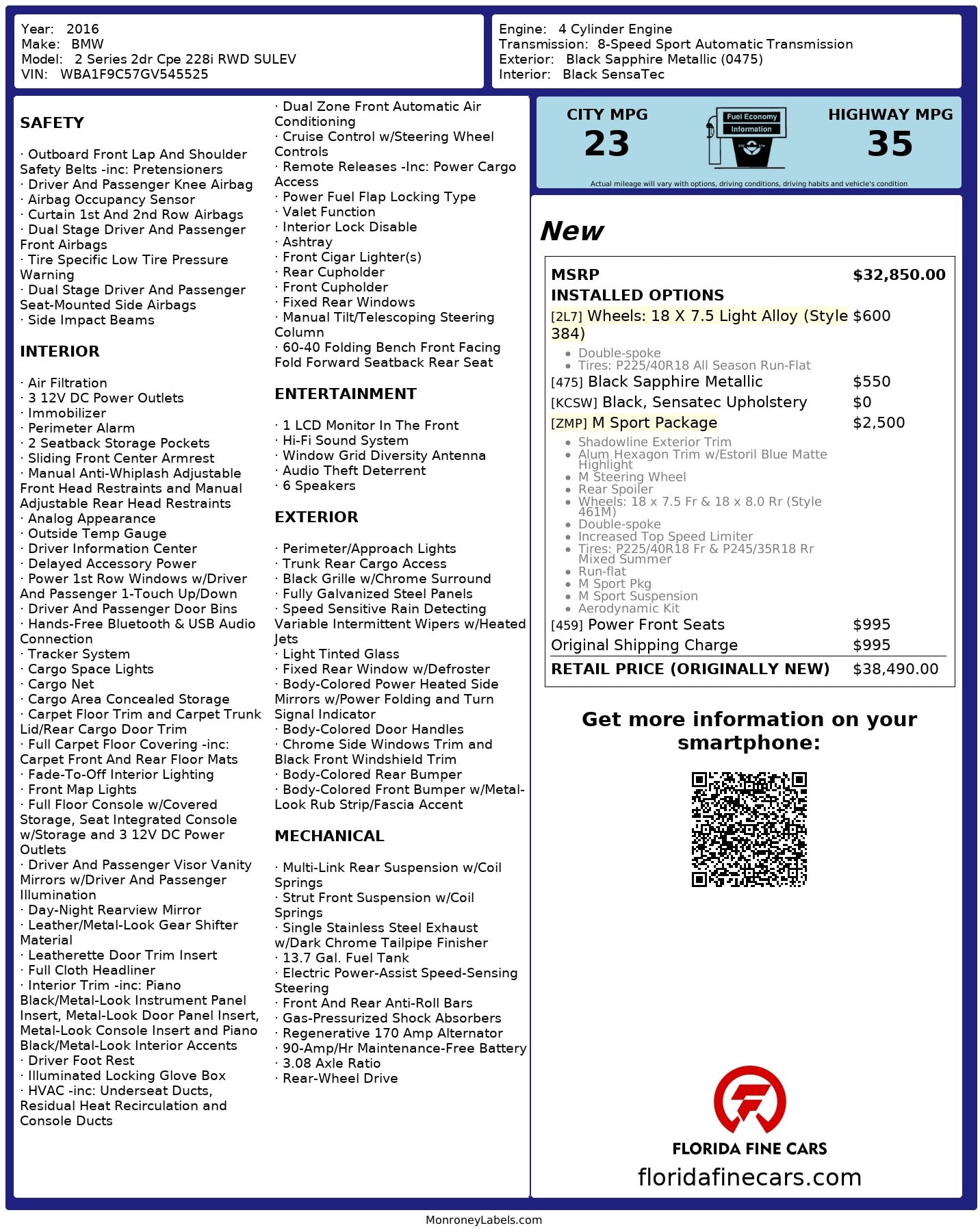 Florida Fine Cars - Used BMW 2 SERIES 2016 ORLANDO 228I