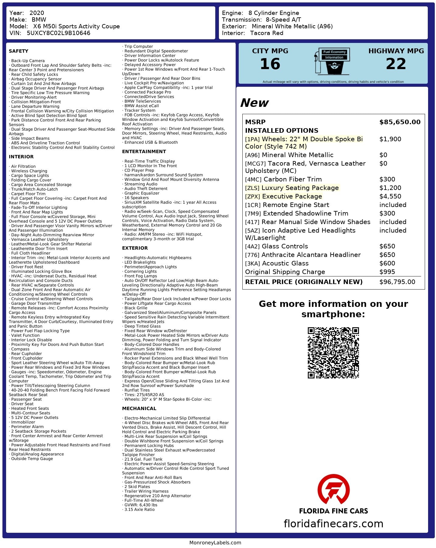 Florida Fine Cars - Used BMW X6 2020 MIAMI M50I