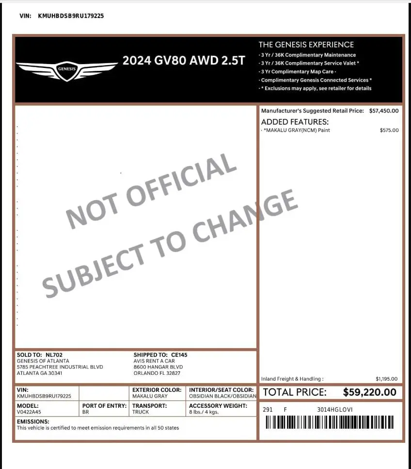 Florida Fine Cars - Used GENESIS GV80 2024 WEST PALM 