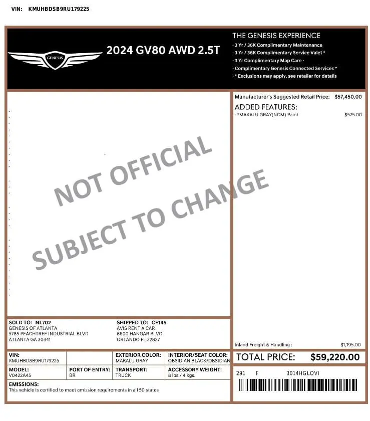 Florida Fine Cars - Used GENESIS GV80 2024 WEST PALM 