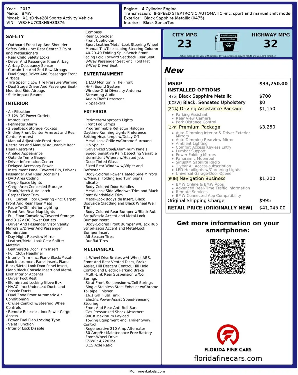 Florida Fine Cars - Used BMW X1 2017 MARGATE SDRIVE28I