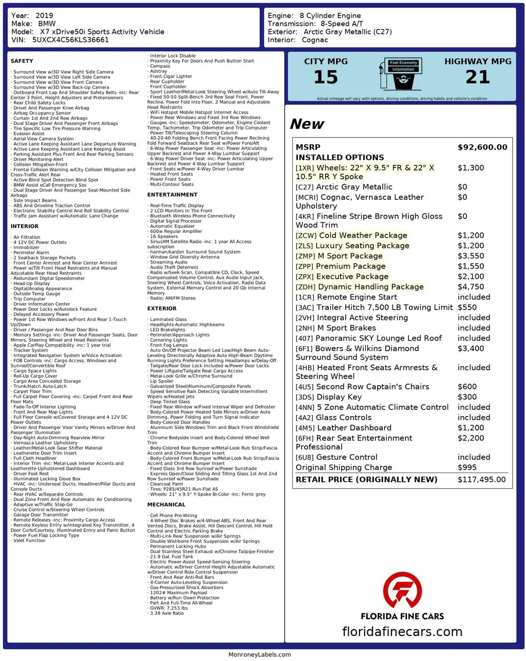 Florida Fine Cars - Used BMW X7 2019 MIAMI XDRIVE50I