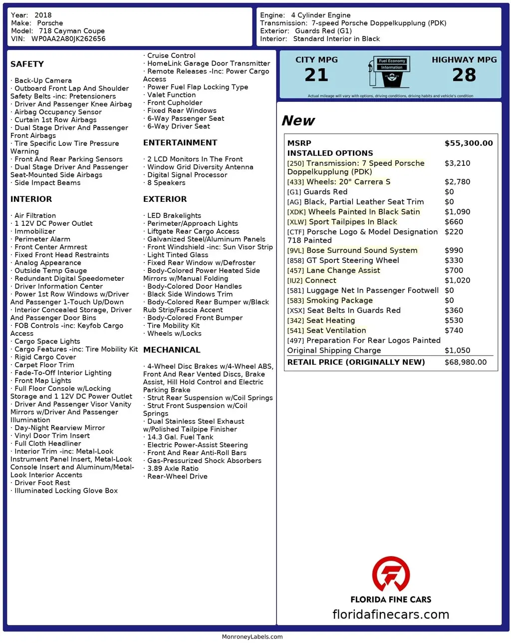 Florida Fine Cars - Used PORSCHE 718 CAYMAN 2018 MIAMI 