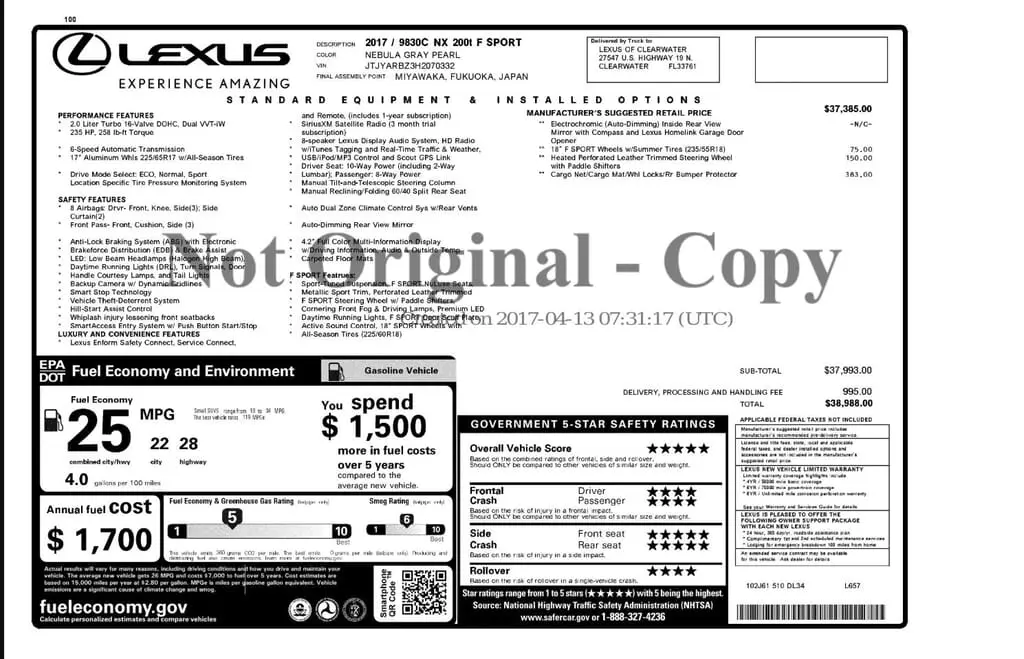 Florida Fine Cars - Used LEXUS NX 2017 WEST PALM NX TURBO F SPORT