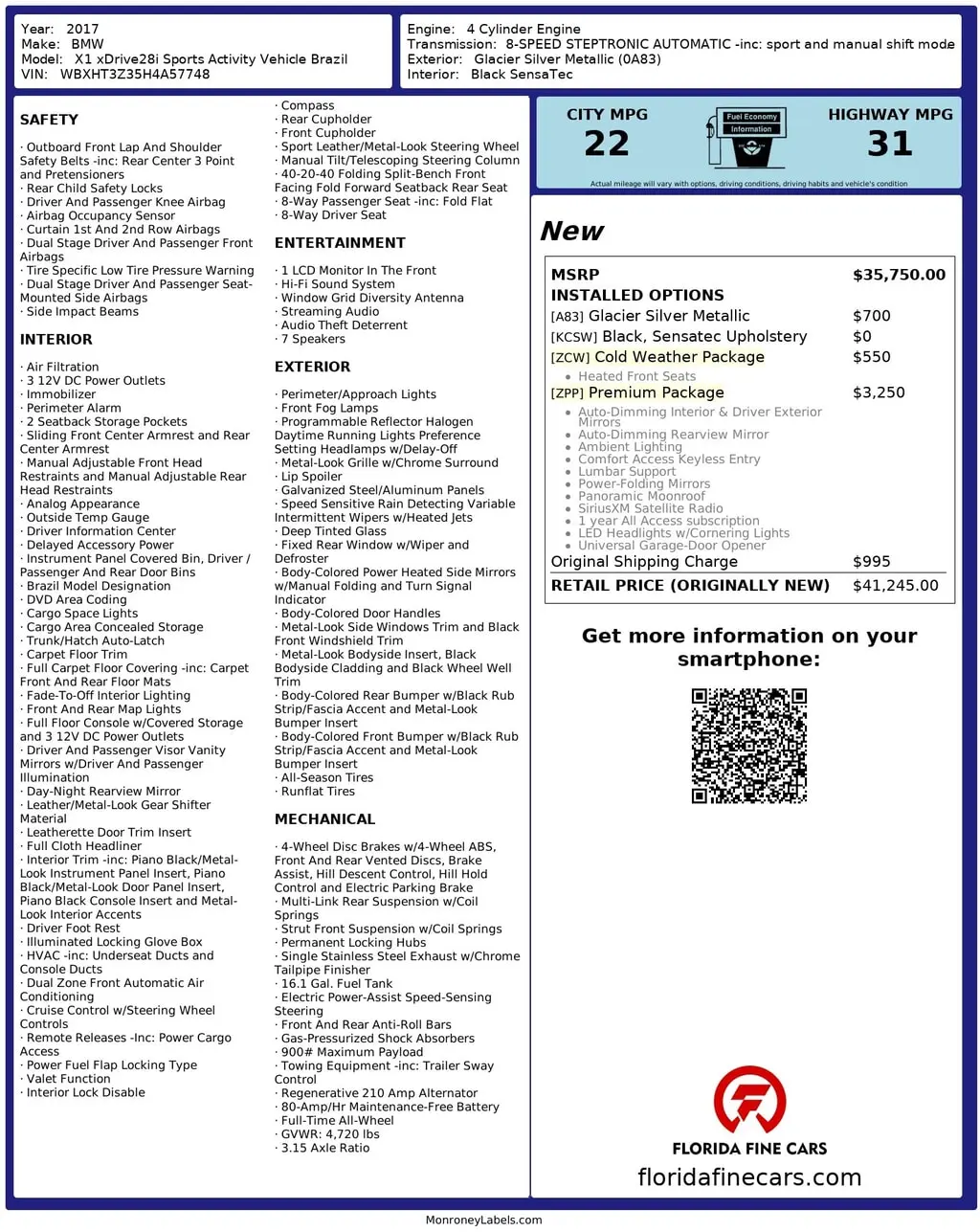 Florida Fine Cars - Used BMW X1 2017 WEST PALM XDRIVE28I