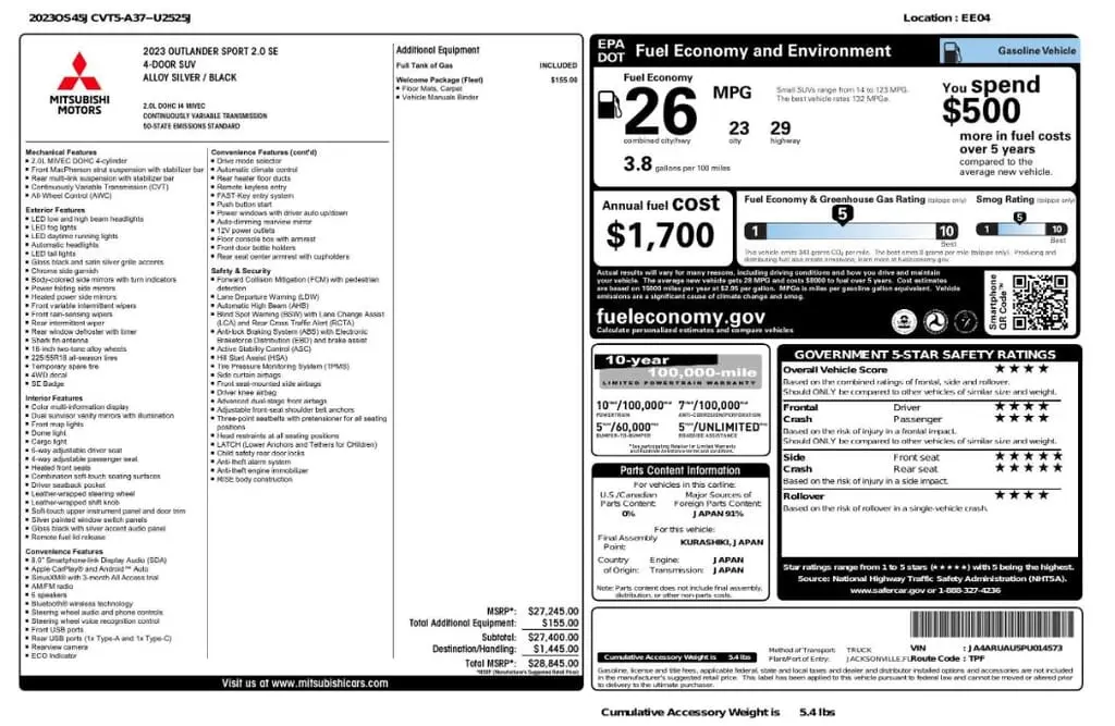 Florida Fine Cars - Used MITSUBISHI OUTLANDER SPORT 2023 MIAMI ES
