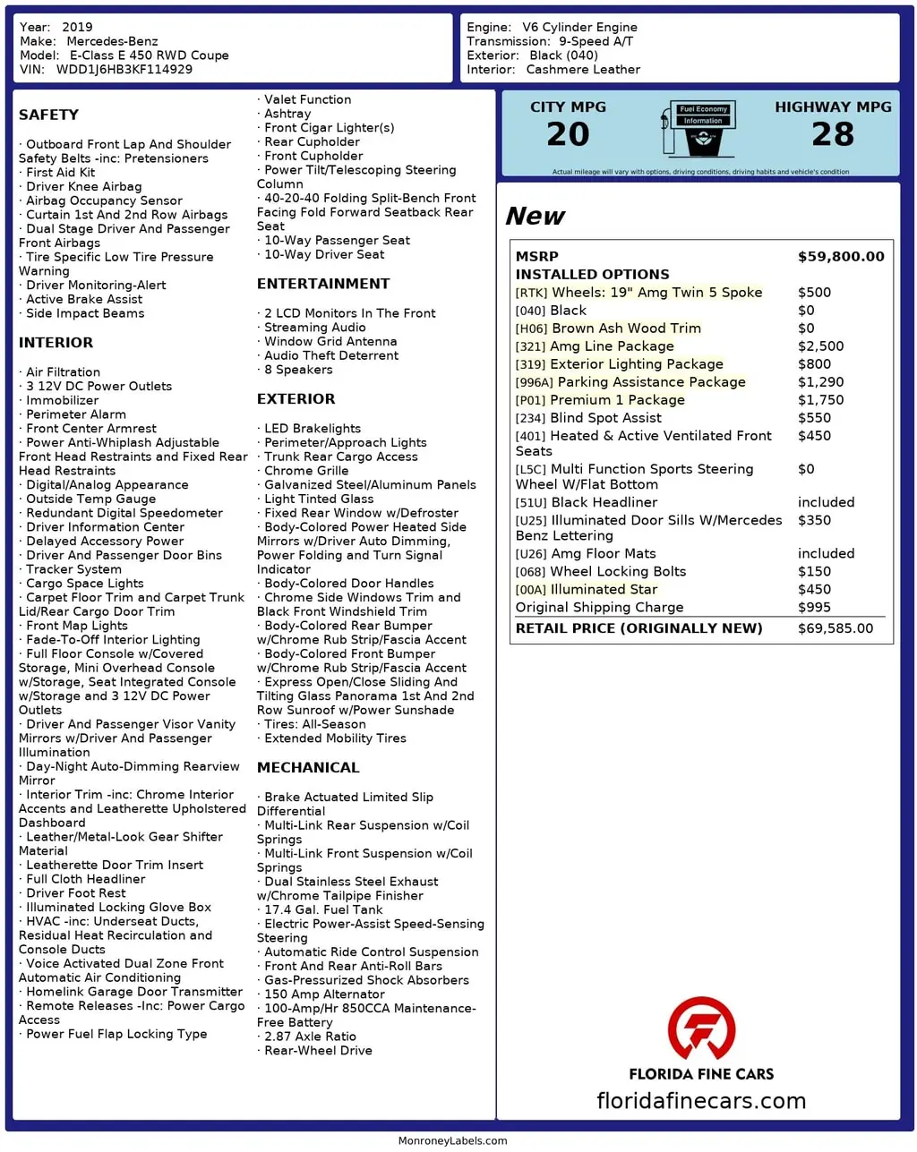 Florida Fine Cars - Used MERCEDES-BENZ E-CLASS 2019 MIAMI E 450