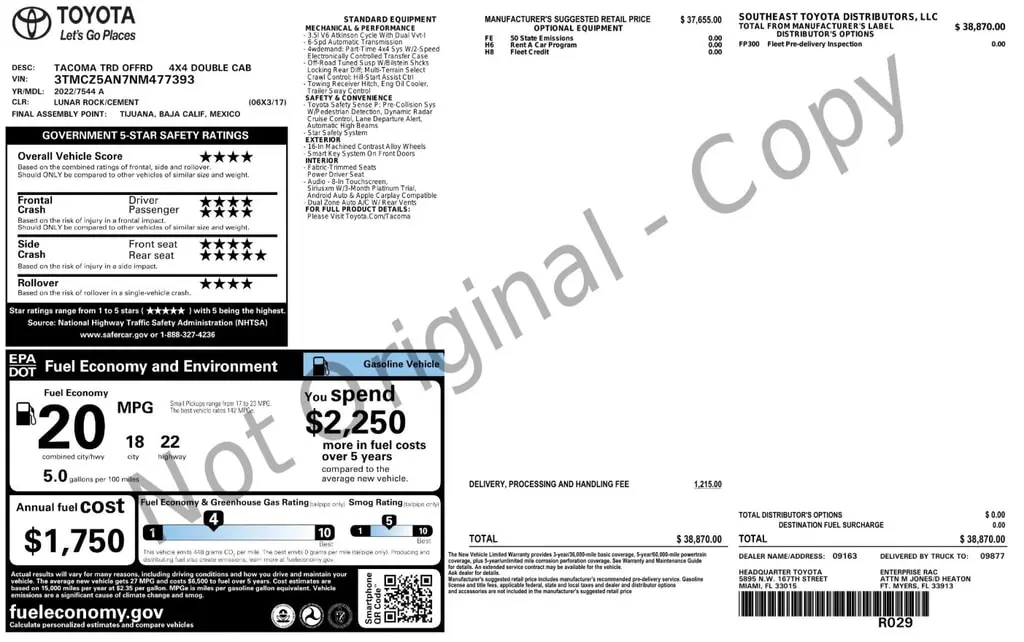 Florida Fine Cars - Used TOYOTA TACOMA 4WD 2022 ORLANDO TRD OFF ROAD