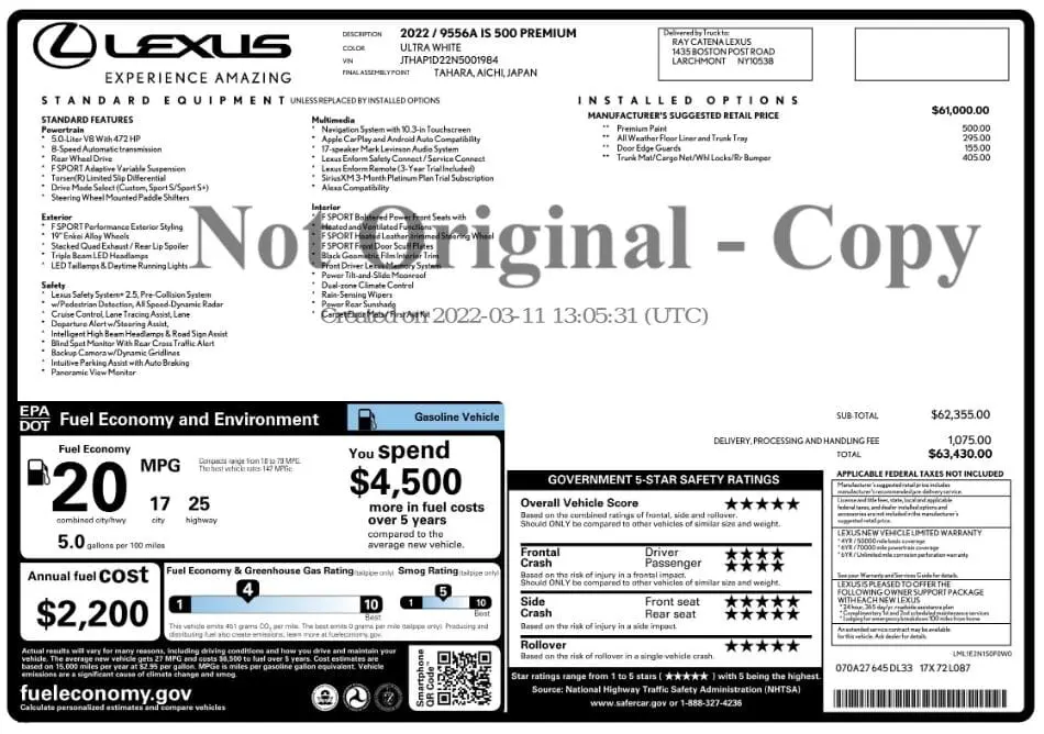 Florida Fine Cars - Used LEXUS IS 2022 MIAMI IS 500 F SPORT PERFORMANCE PREMIUM