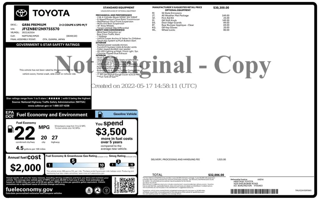 Florida Fine Cars - Used TOYOTA GR86 2022 ORLANDO PREMIUM