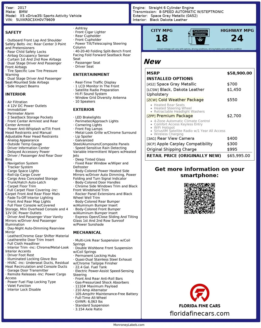 Florida Fine Cars - Used BMW X5 2017 MARGATE XDRIVE35I